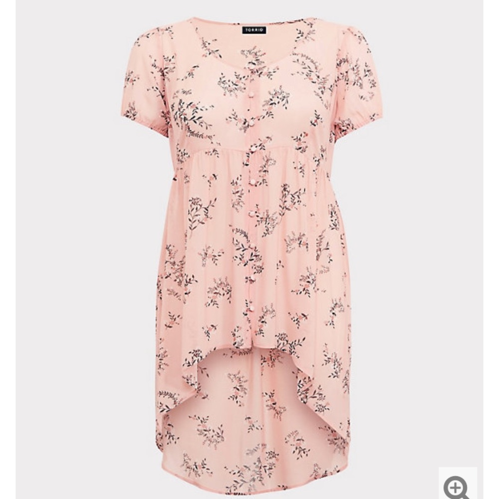 Torrid LEXIE - PINK FLORAL CHIFFON BABYDOLL TUNIC